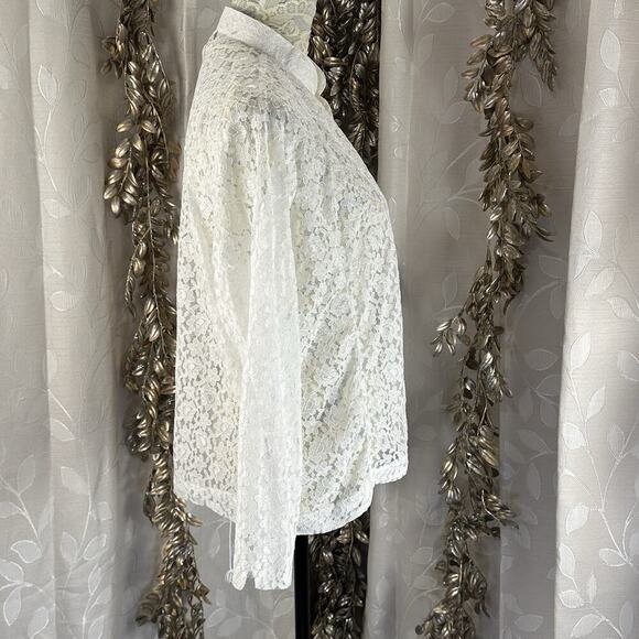 Tudor Court Women’s PM White Sheer Lace Blazer Jacket Coquette Cotfage Coastal - Picture 3 of 10